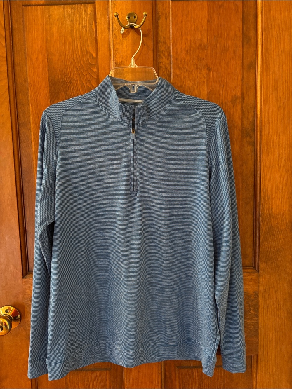 johnnie-O Blue Striped Sport Performance Quarter Zip, Boys Size 16